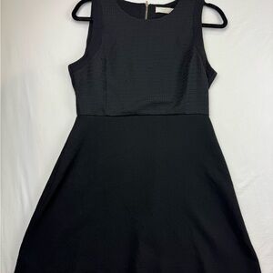 Elodie Textured Black Mini Dress zippered back size M